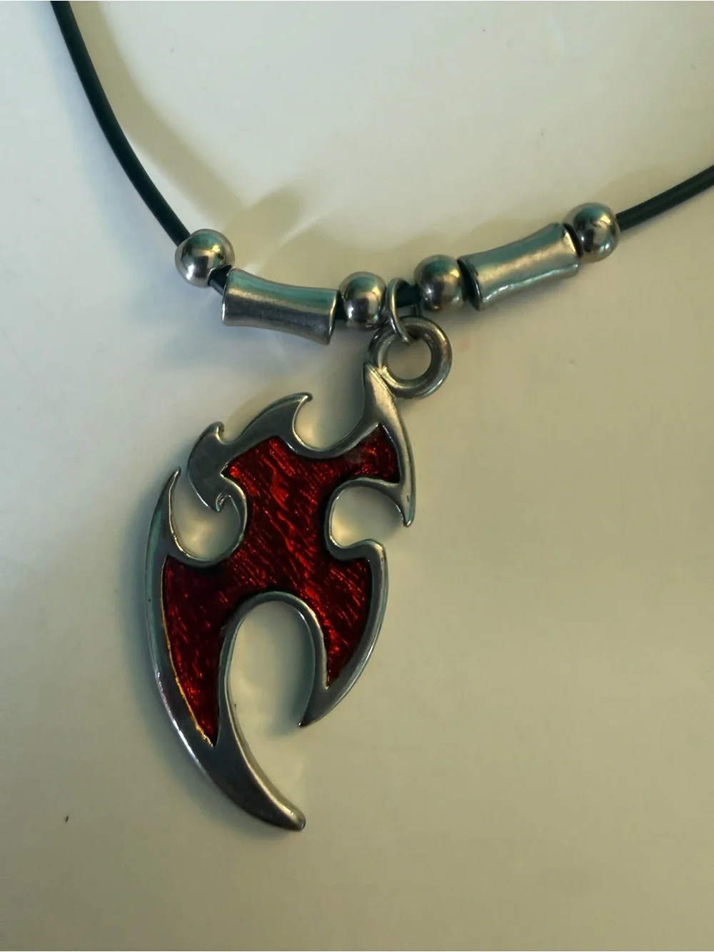 Red Māori design Silver Pewter Tribal Flame Pendant Necklace - Women Jewelry